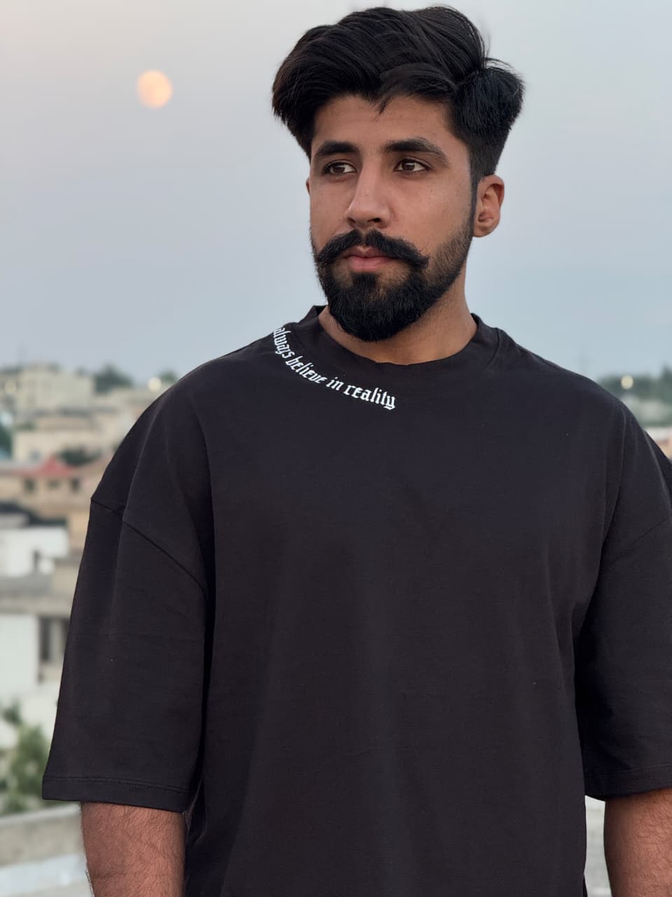 DropX Oversized T-Shirts – (Printed Black & Plain Beige)