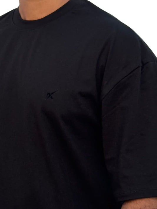 DropX Oversized T-Shirts – ( Plain Black & Printed Beige)