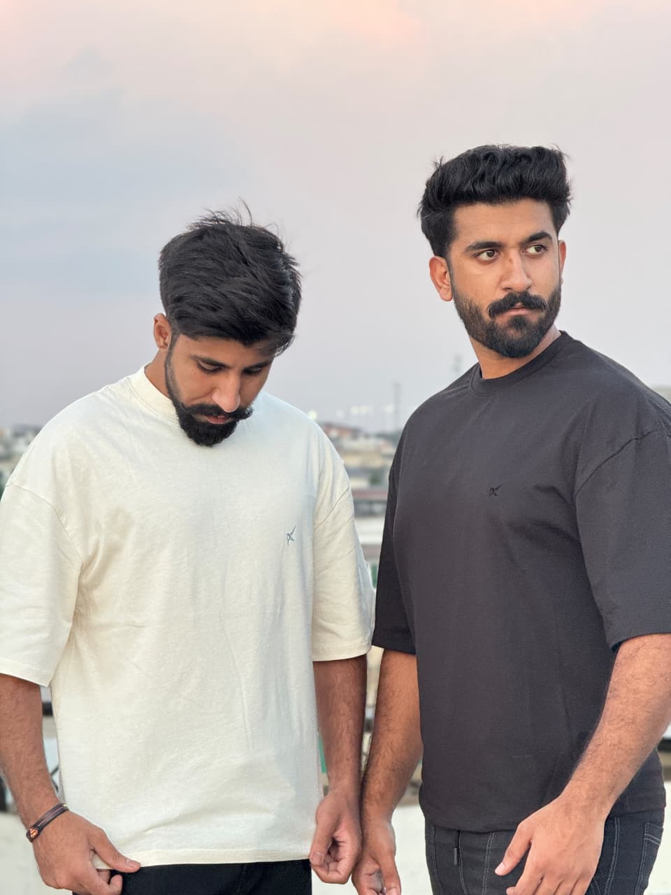 Drop X Oversized Plain T-Shirts – Minimal Streetwear (Black & Beige)